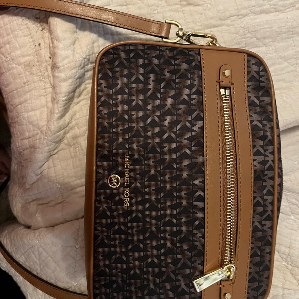 Michael Kors Brown and Black Belt Bag with Monogram